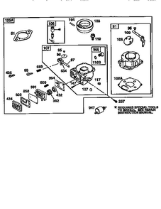 Carburetor 2 Diagram and Parts List for 42A700  Briggs and Stratton Engine